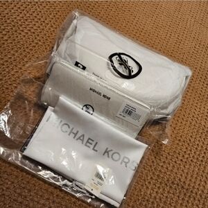 Michael Kors Silver and White Clutch Set